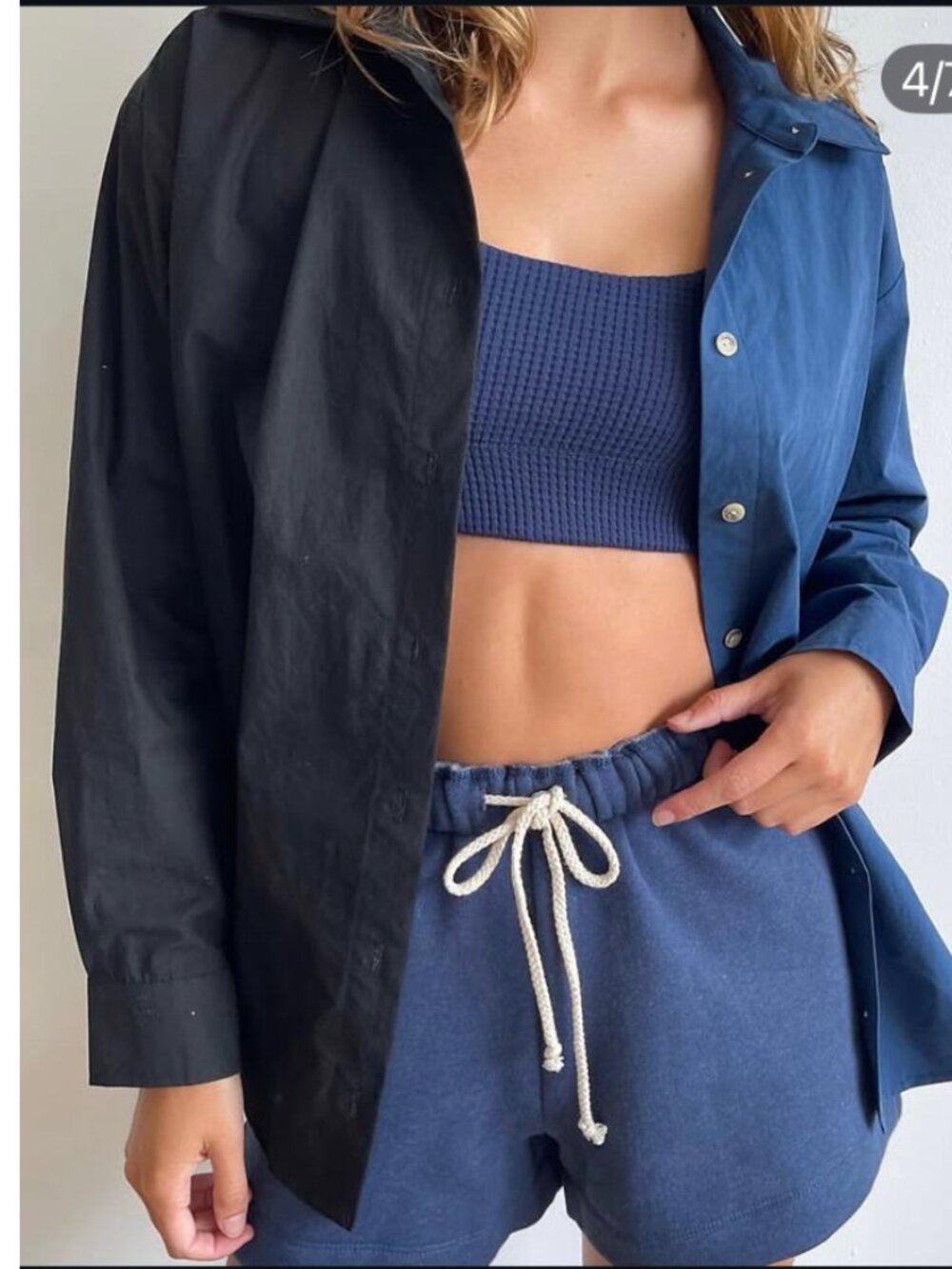 DONNI Duo pop button down Blue/Black XS